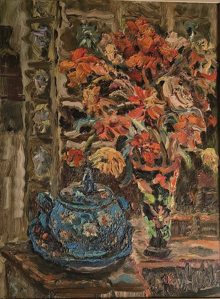 Bruno Guidi - senza titolo (natura morta con vaso di fiori)