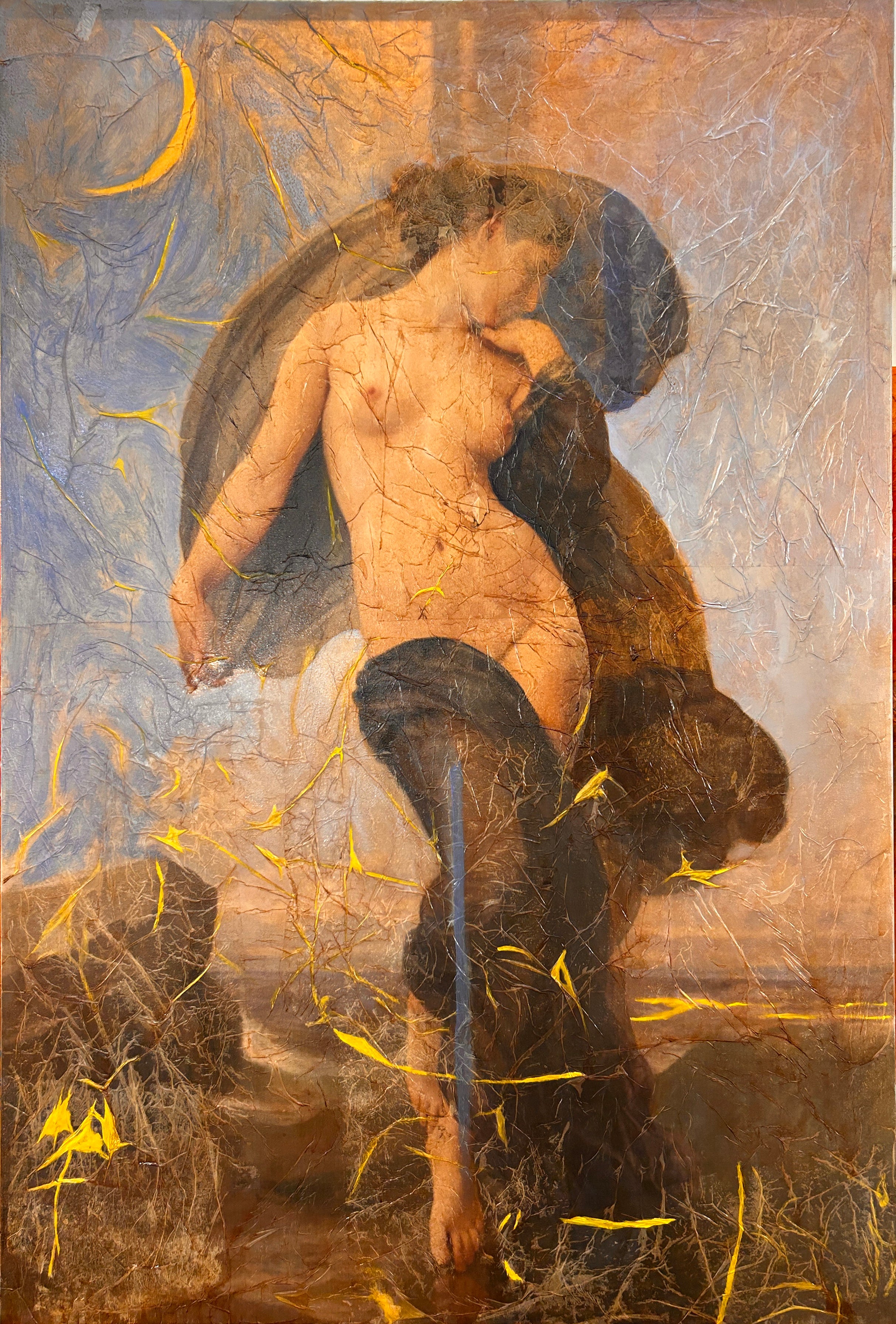 The yellow moon floods Bouguereau's nude