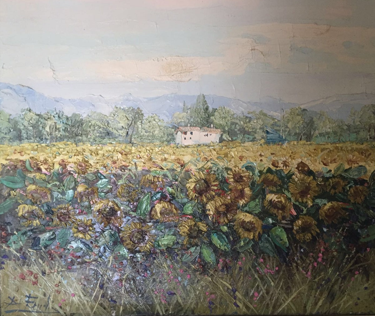 Pietro De Fendis - Paesaggio con girasole