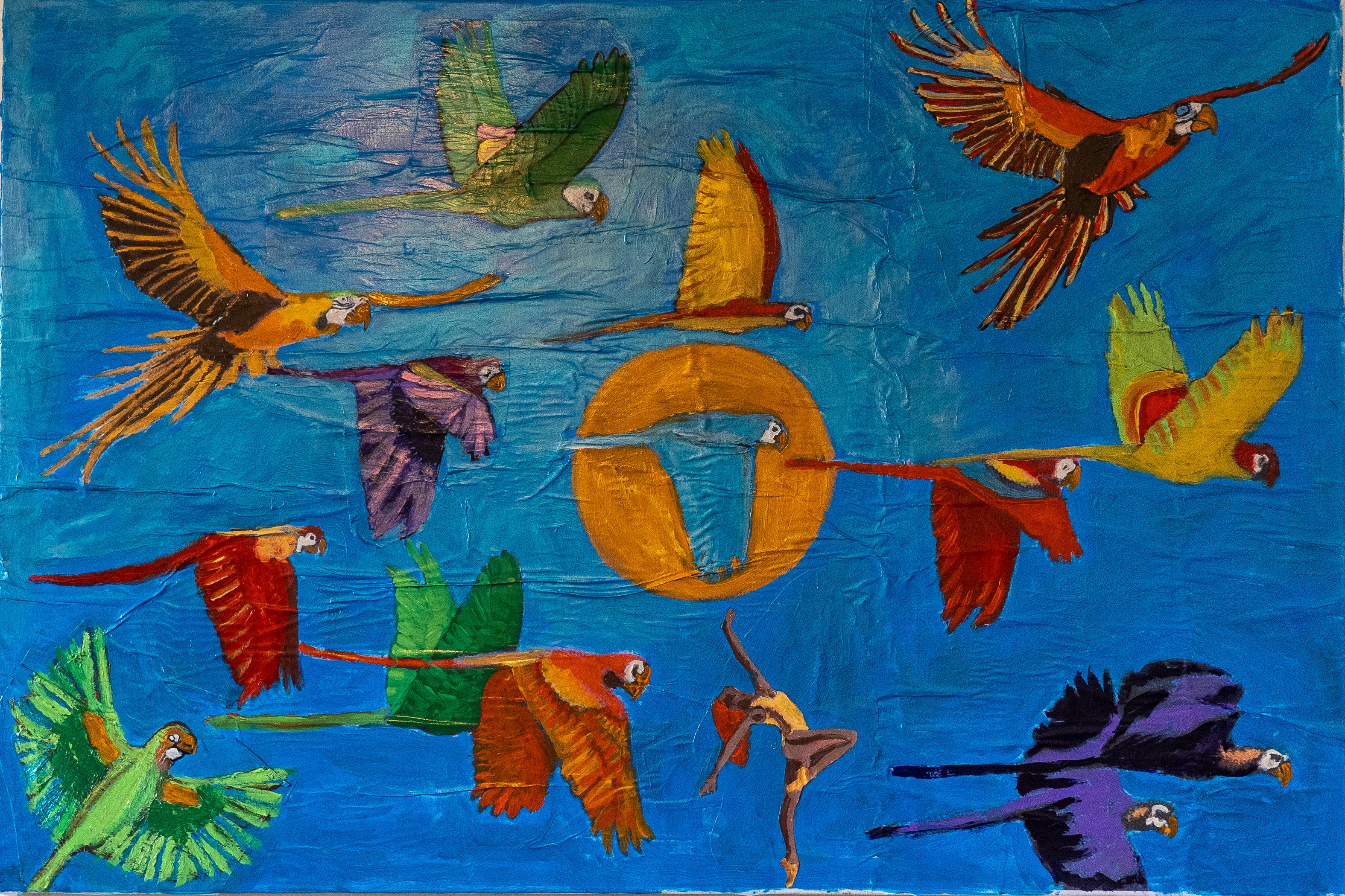 Parrots in the blue