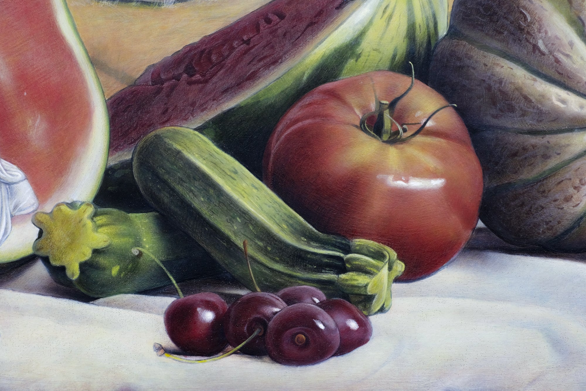 Still life with landscape