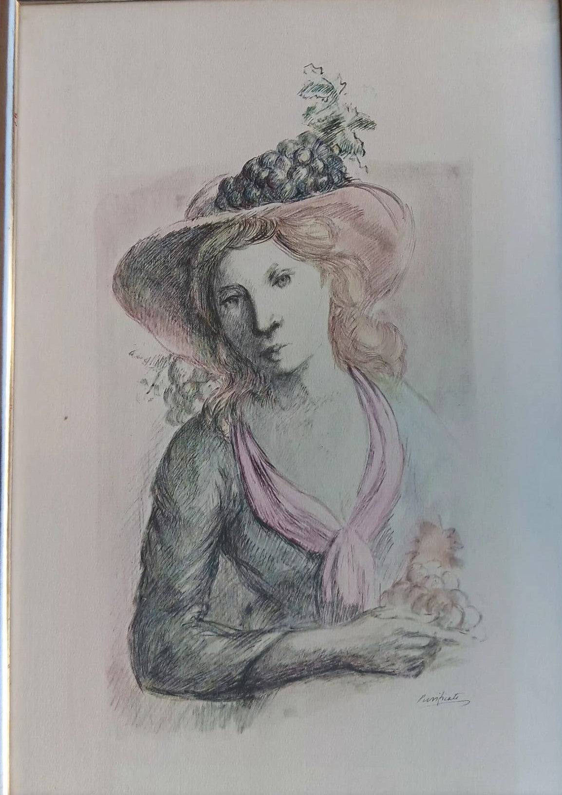 Domenico Purificato - Senza Titolo (volto di donna con cappello)