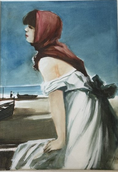 Mario Puopolo - Senza titolo (figura di donna) - Olio su tela
