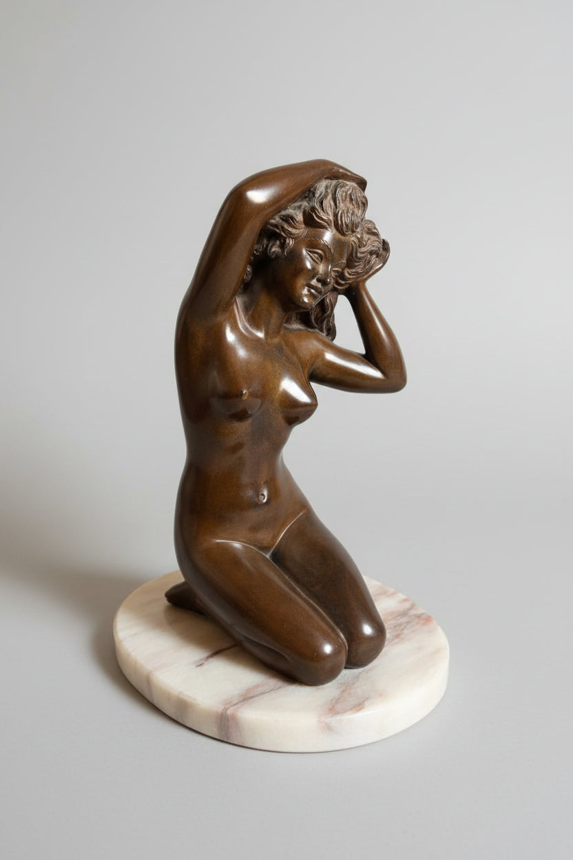Nudo femminile inginocchiato - scultura in bronzo - Duval