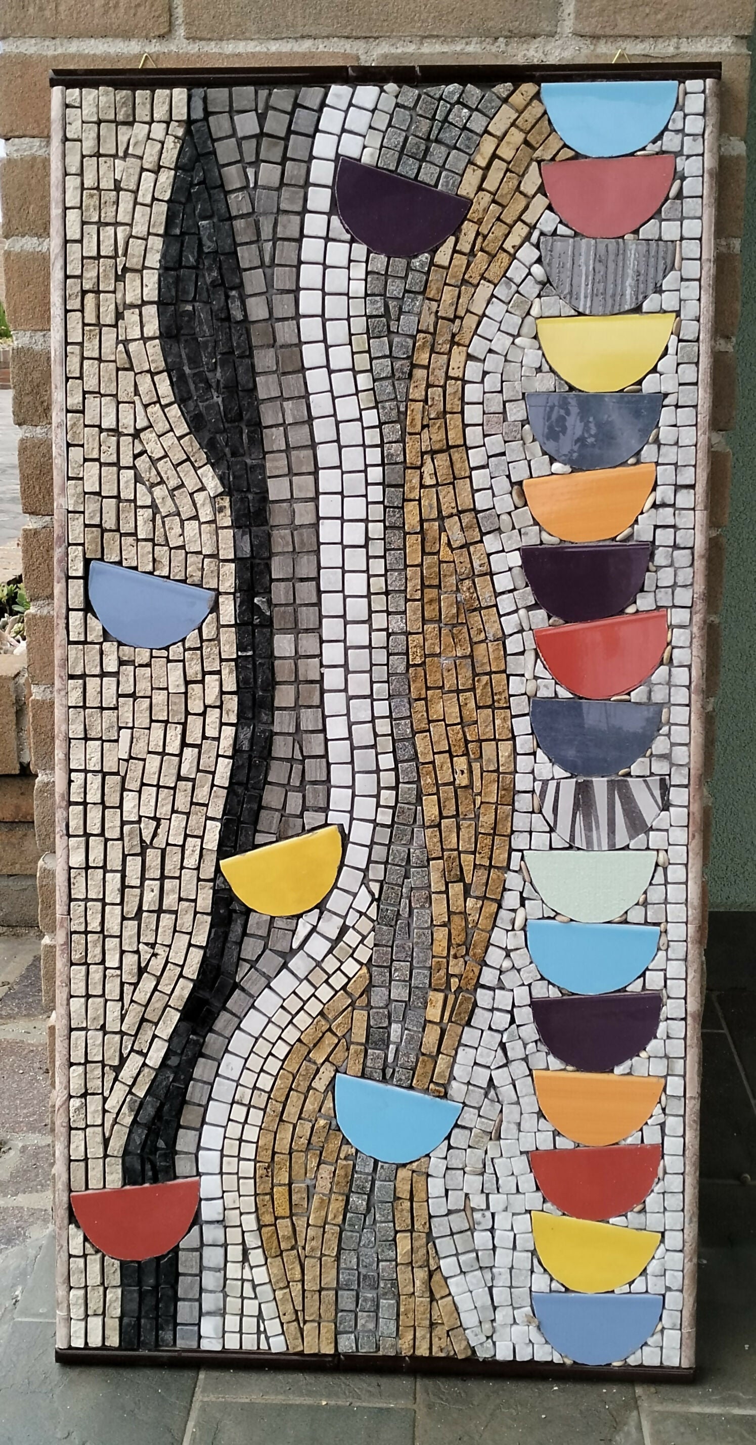 Roberto Rubiola - Quadro astratto in mosaico di ceramica e pietre - Tecniche miste