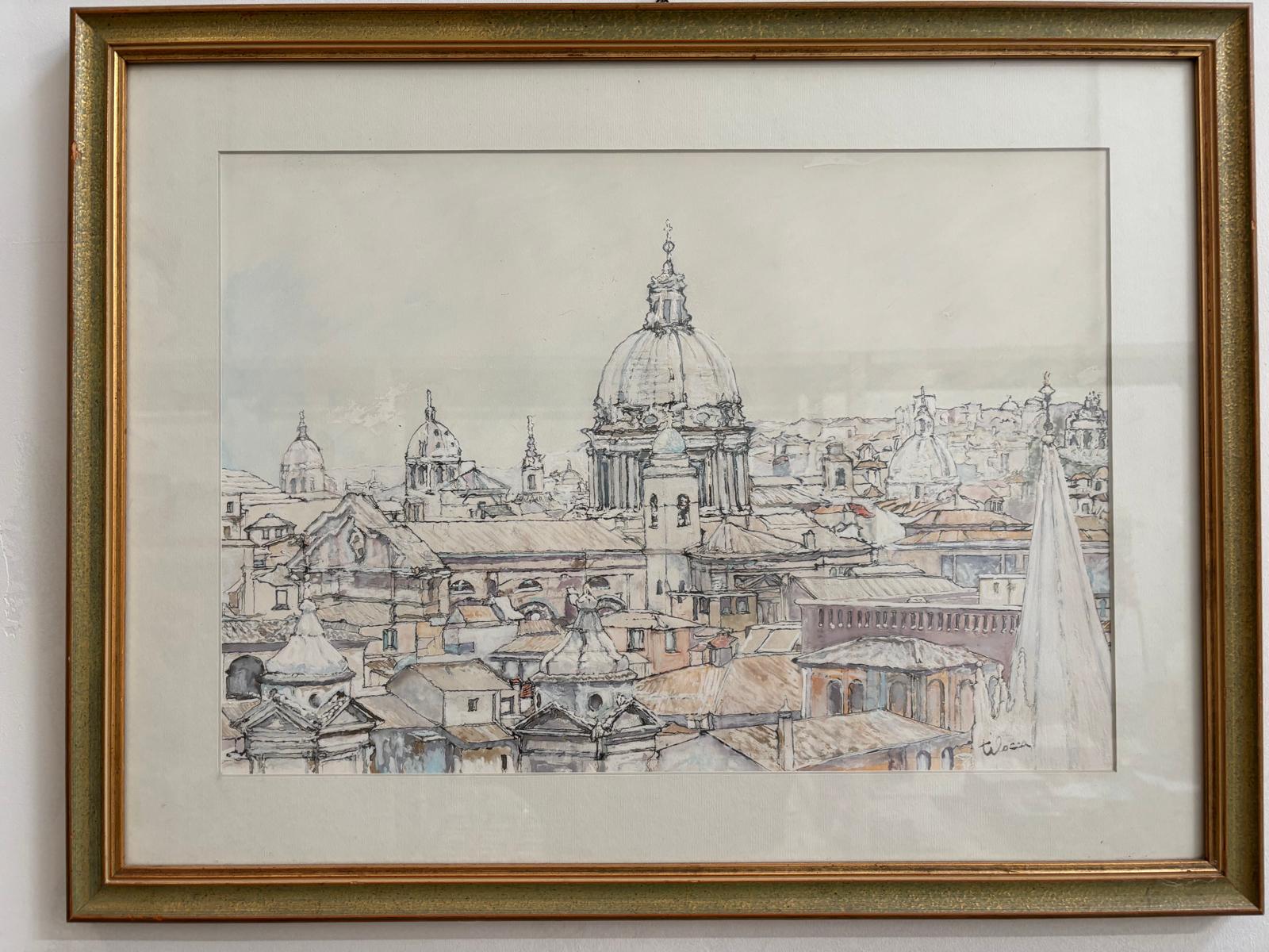 Rome's rooftops and domes seen from the Casina Valadier (Belvedere)