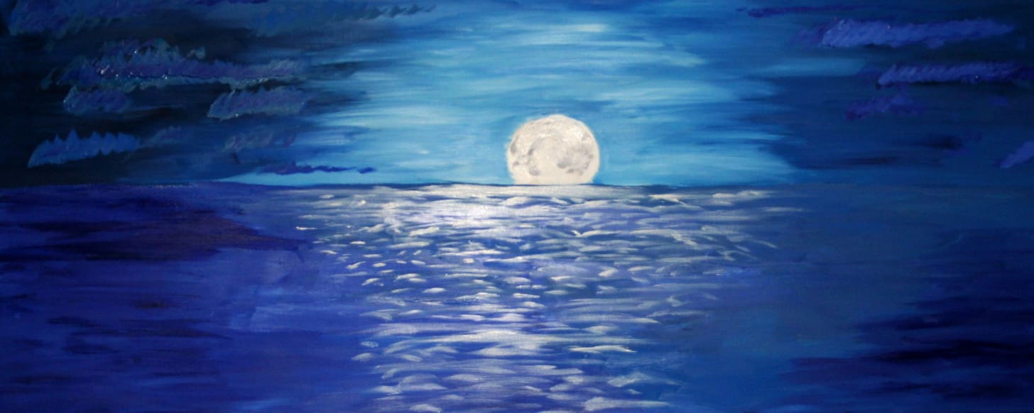 Moonset on the sea
