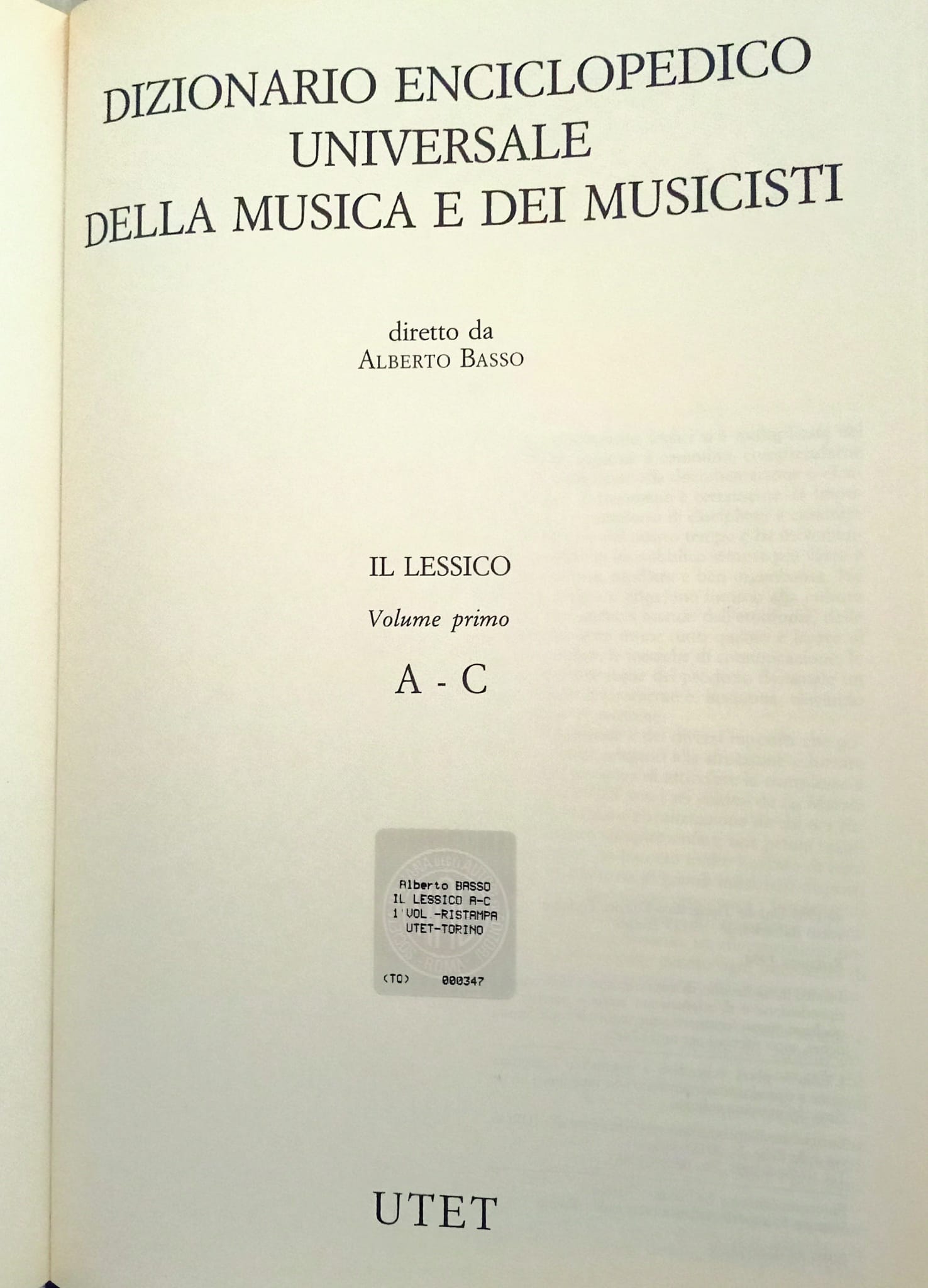 Dizionario della musica e dei musicisti - Utet