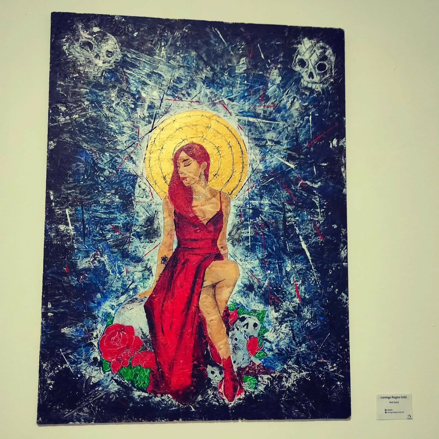 Red Saint, acrilico su legno di Lorenzo Ragno Celli