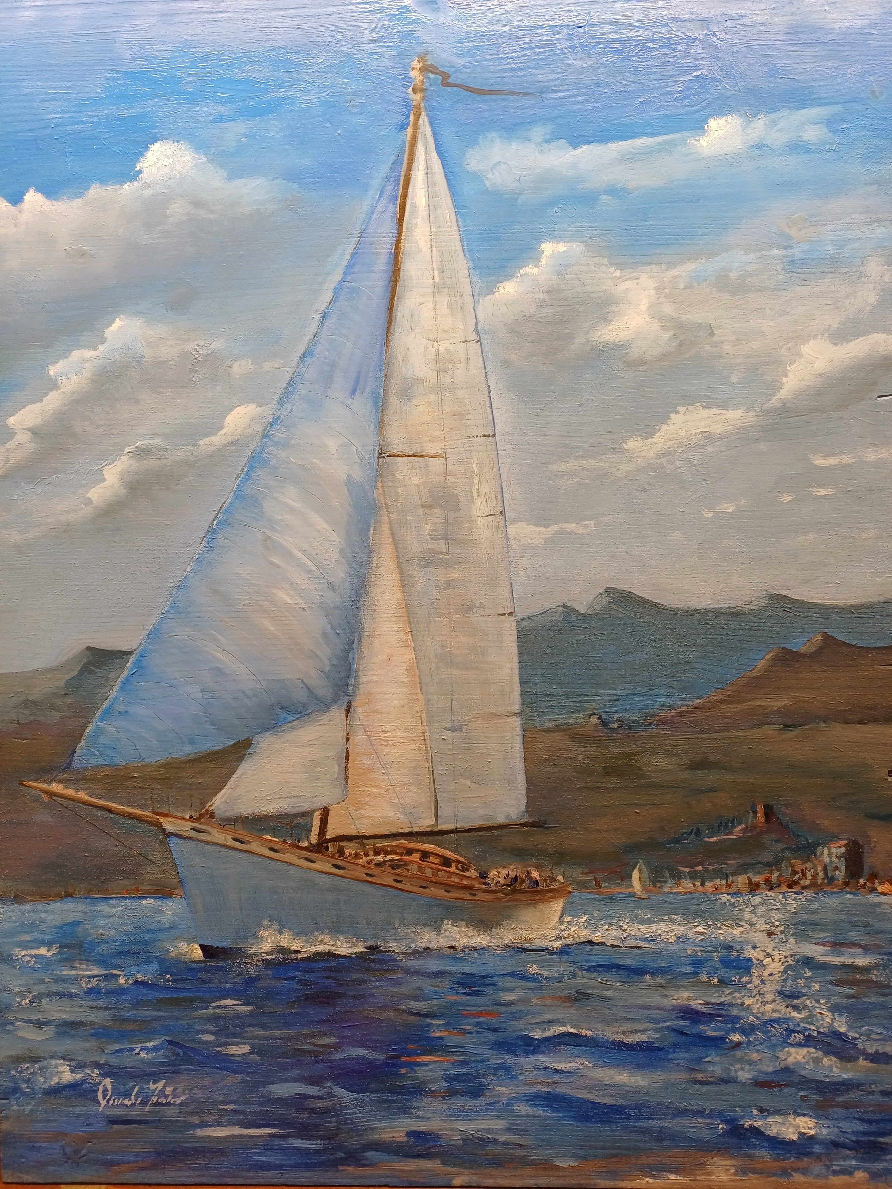 Sailing boat before the storm