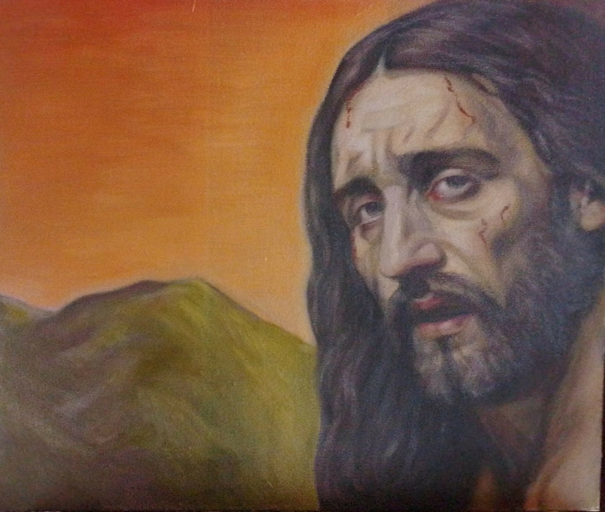 Verso il calvario, olio su tela figurativo di Antonio Carrese