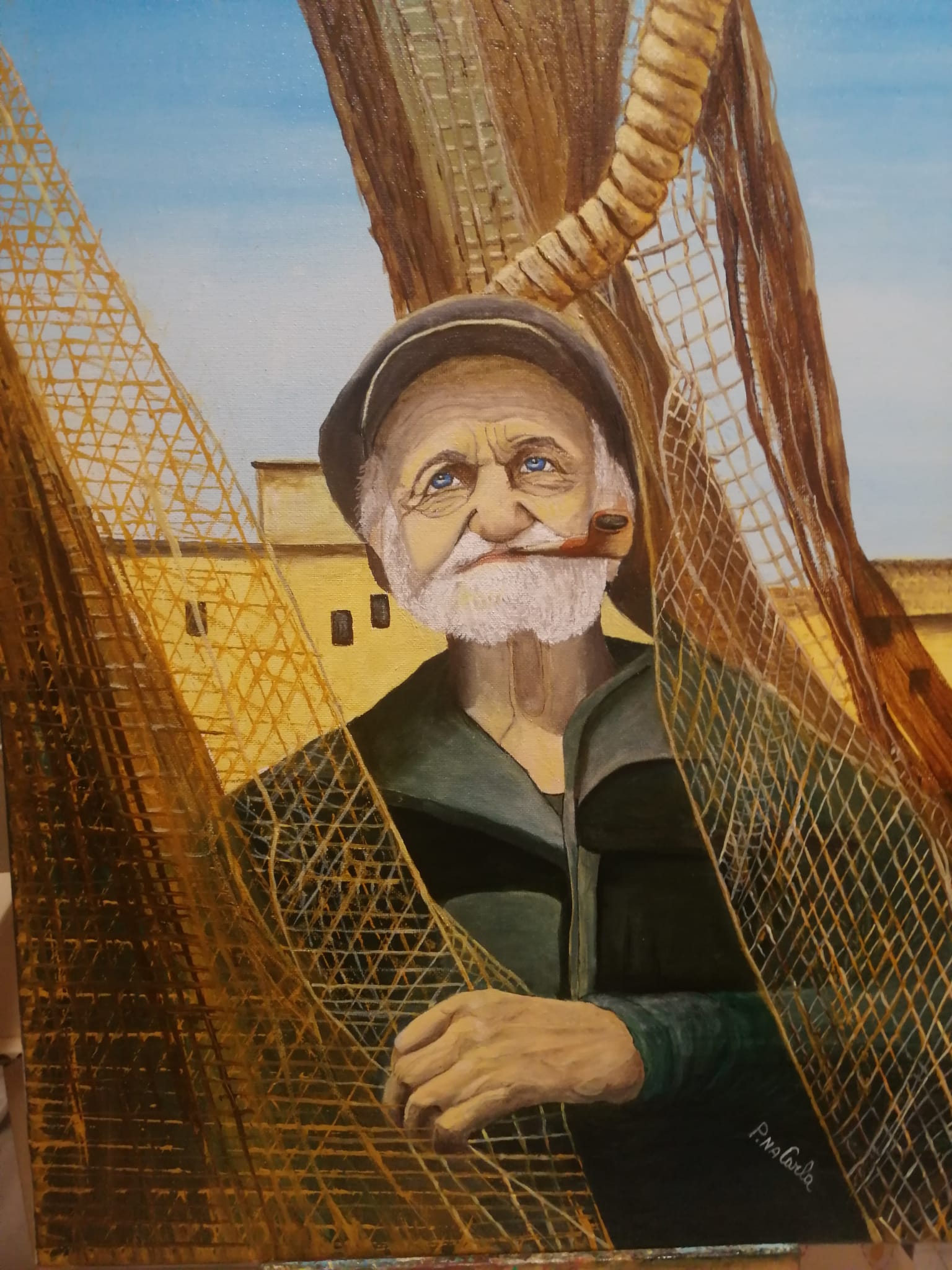 pescador del bajo río Po