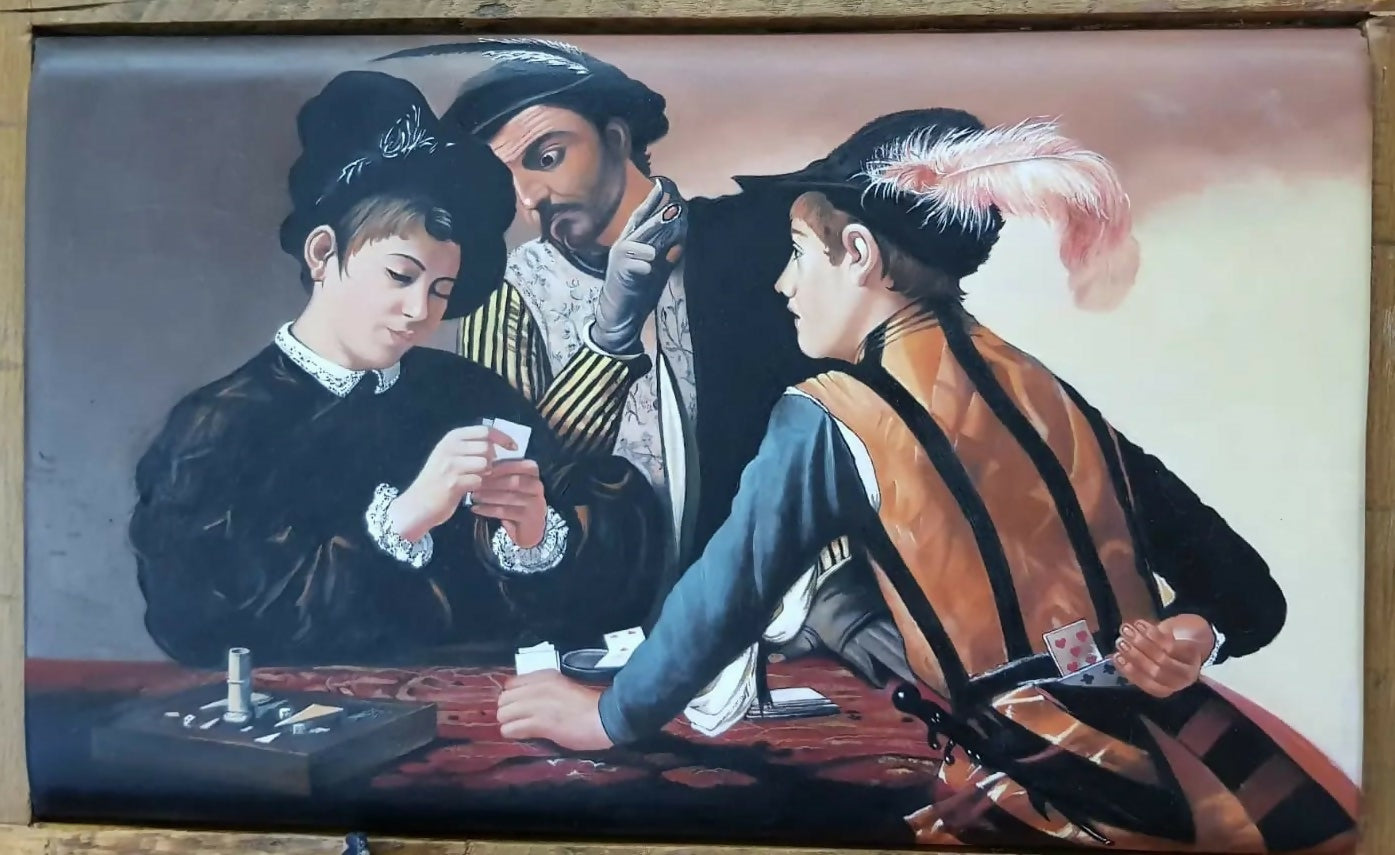 Caravaggio's copy of "The Cardsharps"